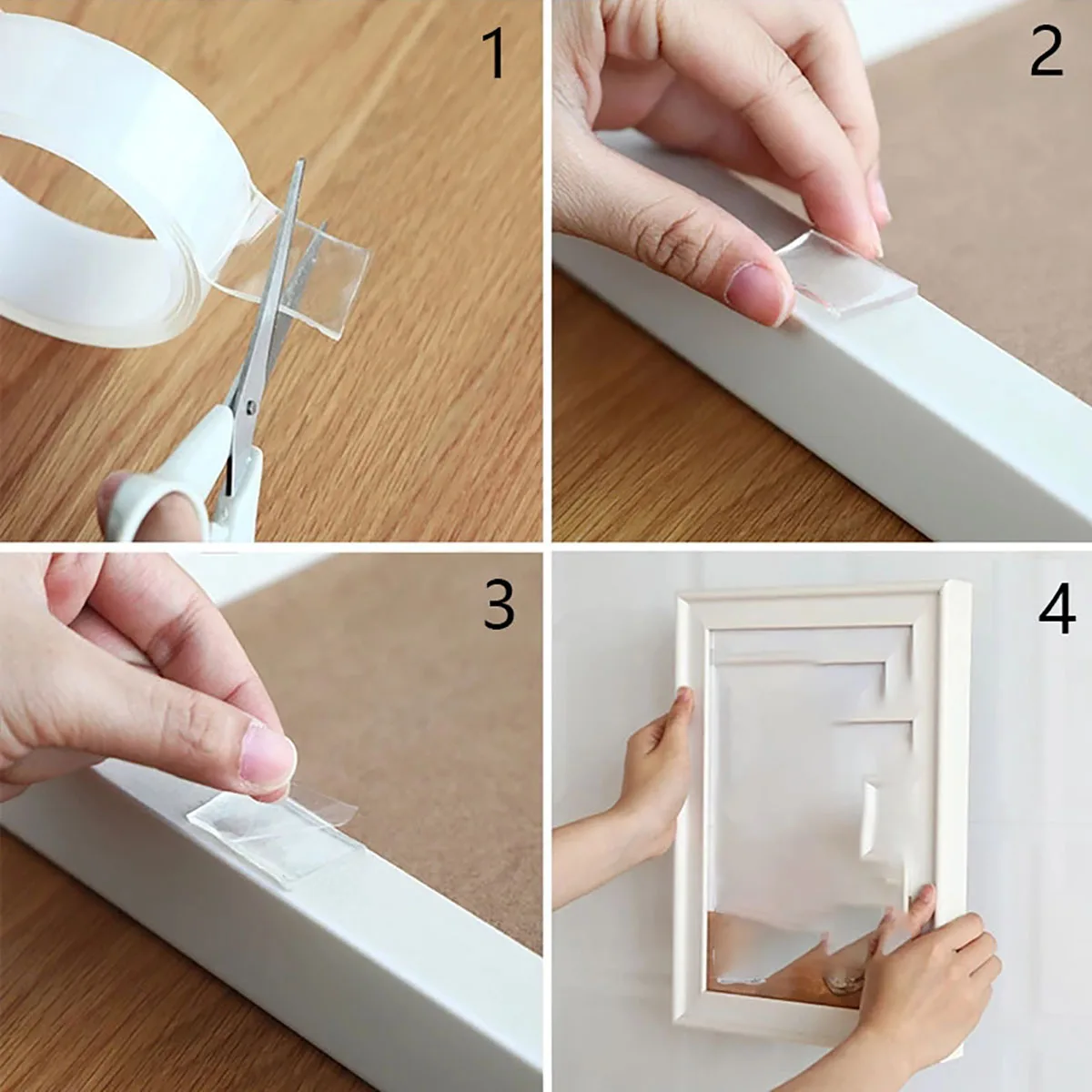 Power Tools For Home - Nastro Nano Biadesivo Trasparente Riutilizzabile Impermeabile