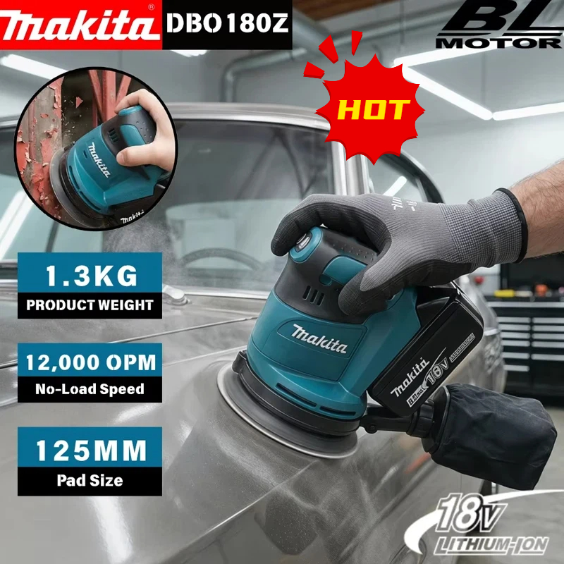 Random Orbital Sander - Makita DBO180Z 18V Levigatrice Roto-Orbitale a
